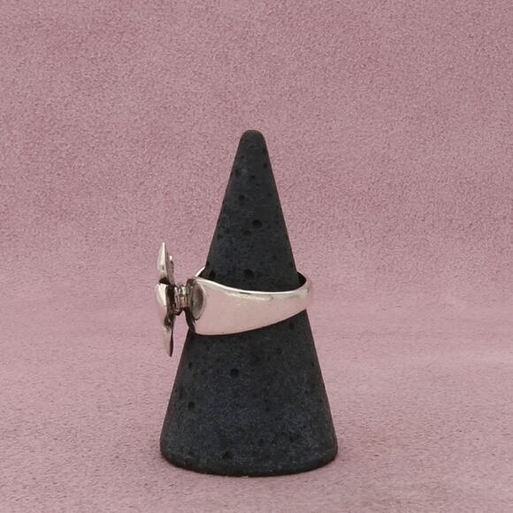 sterling silver heart flower adjustable ring size 6.5 - Picture 2 of 3